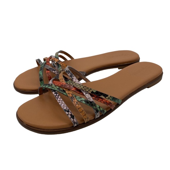 Madewell Shoes - Madewell Tracie Crisscross Leather Snakeskin Embossed Slides 9